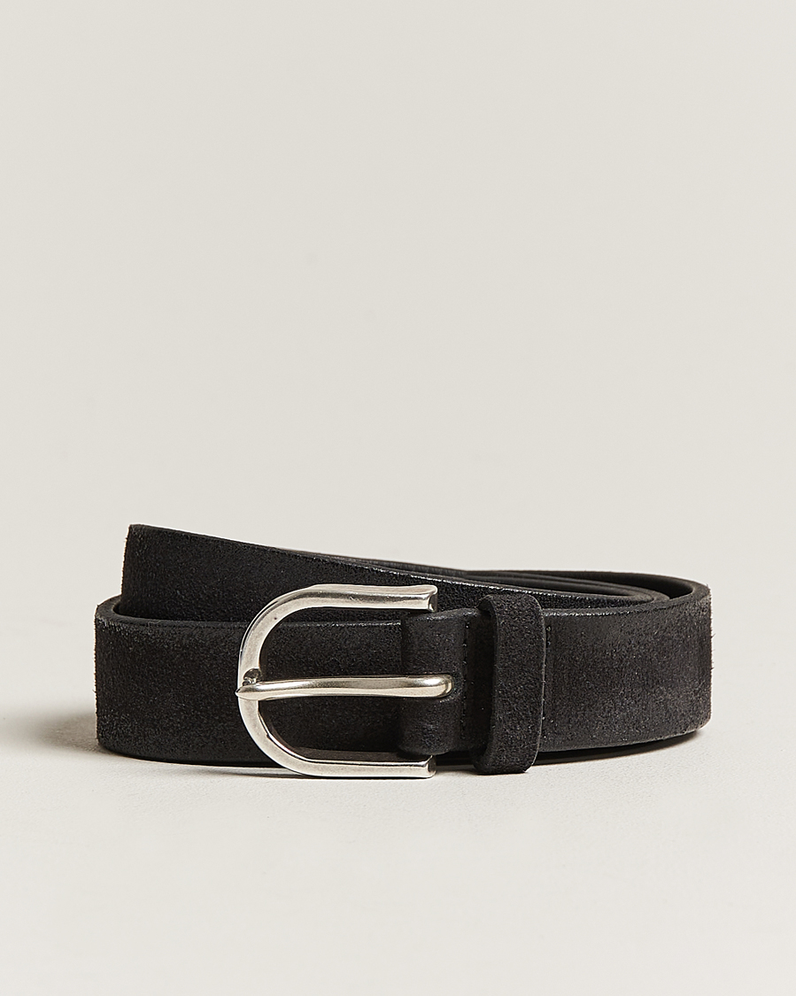 Heren | Orciani Handmade Suede Belt 3 cm Nero | Orciani | Handmade Suede Belt 3 cm Nero