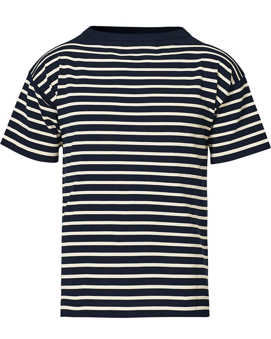 Heren | T-shirts | Andersen-Andersen | Boatsman Short Sleeve Tee Navy/Off White