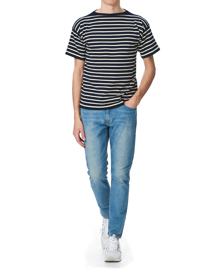 Heren | T-shirts | Andersen-Andersen | Boatsman Short Sleeve Tee Navy/Off White