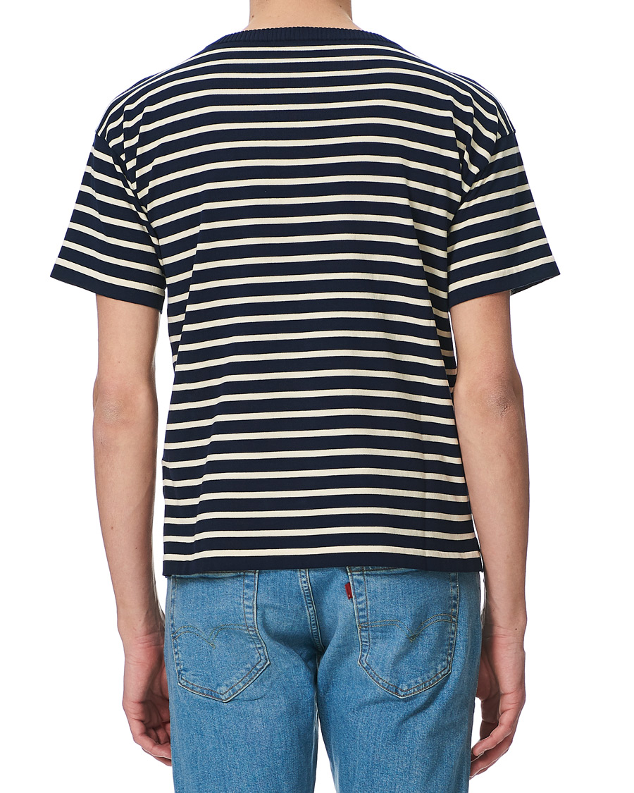 Heren | T-shirts | Andersen-Andersen | Boatsman Short Sleeve Tee Navy/Off White
