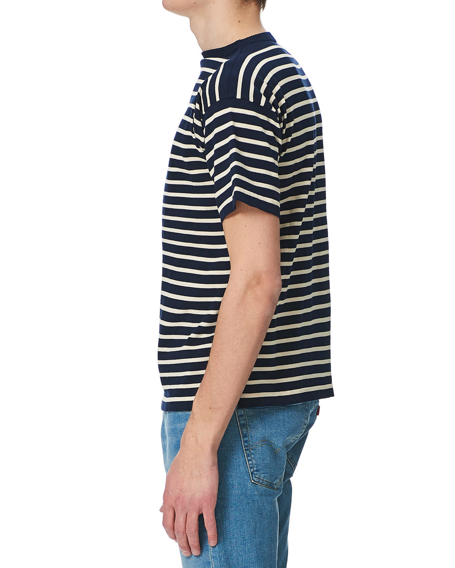 Heren | T-shirts | Andersen-Andersen | Boatsman Short Sleeve Tee Navy/Off White