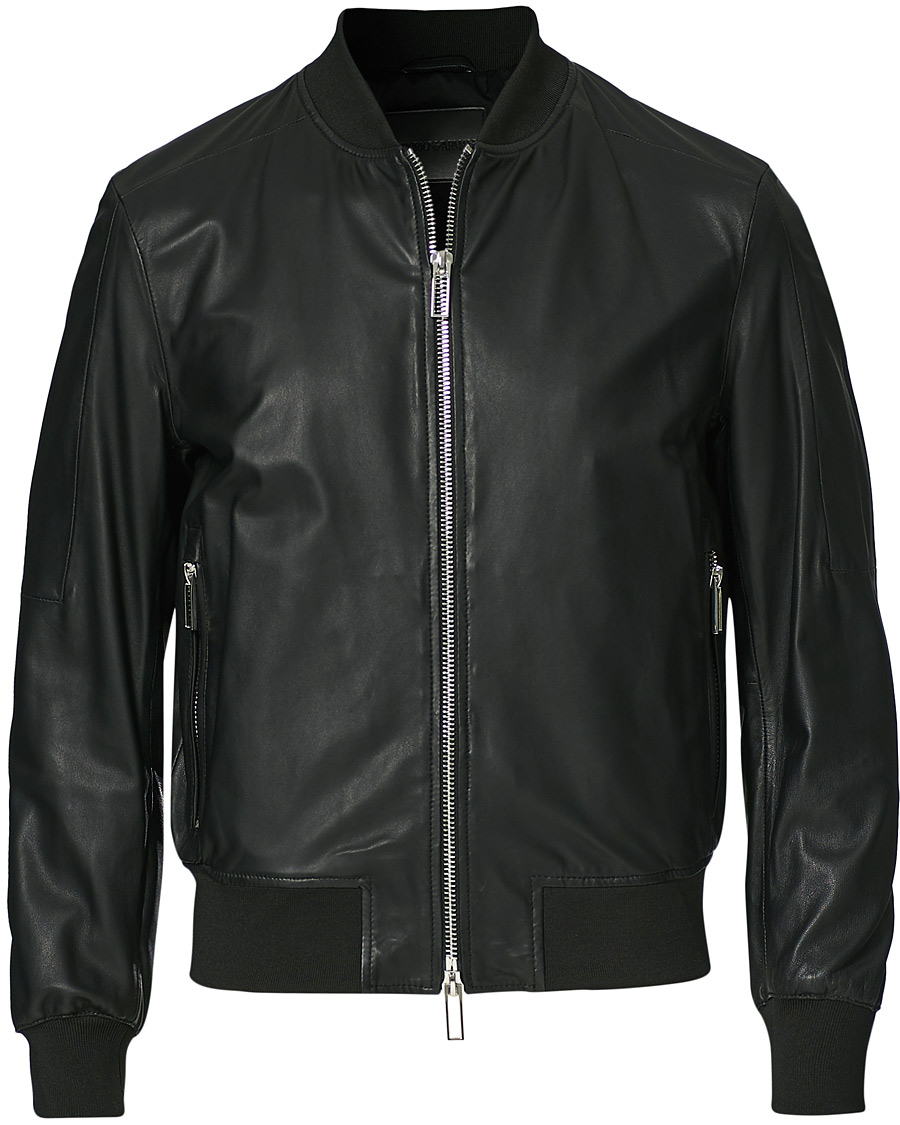 Heren | Jassen | Emporio Armani | Leather Bomber Jacket Black