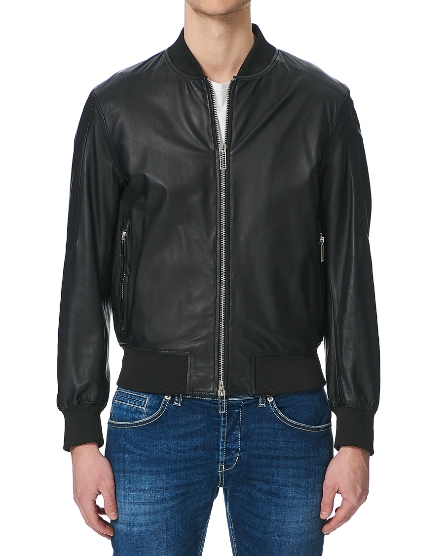 Heren | Jassen | Emporio Armani | Leather Bomber Jacket Black