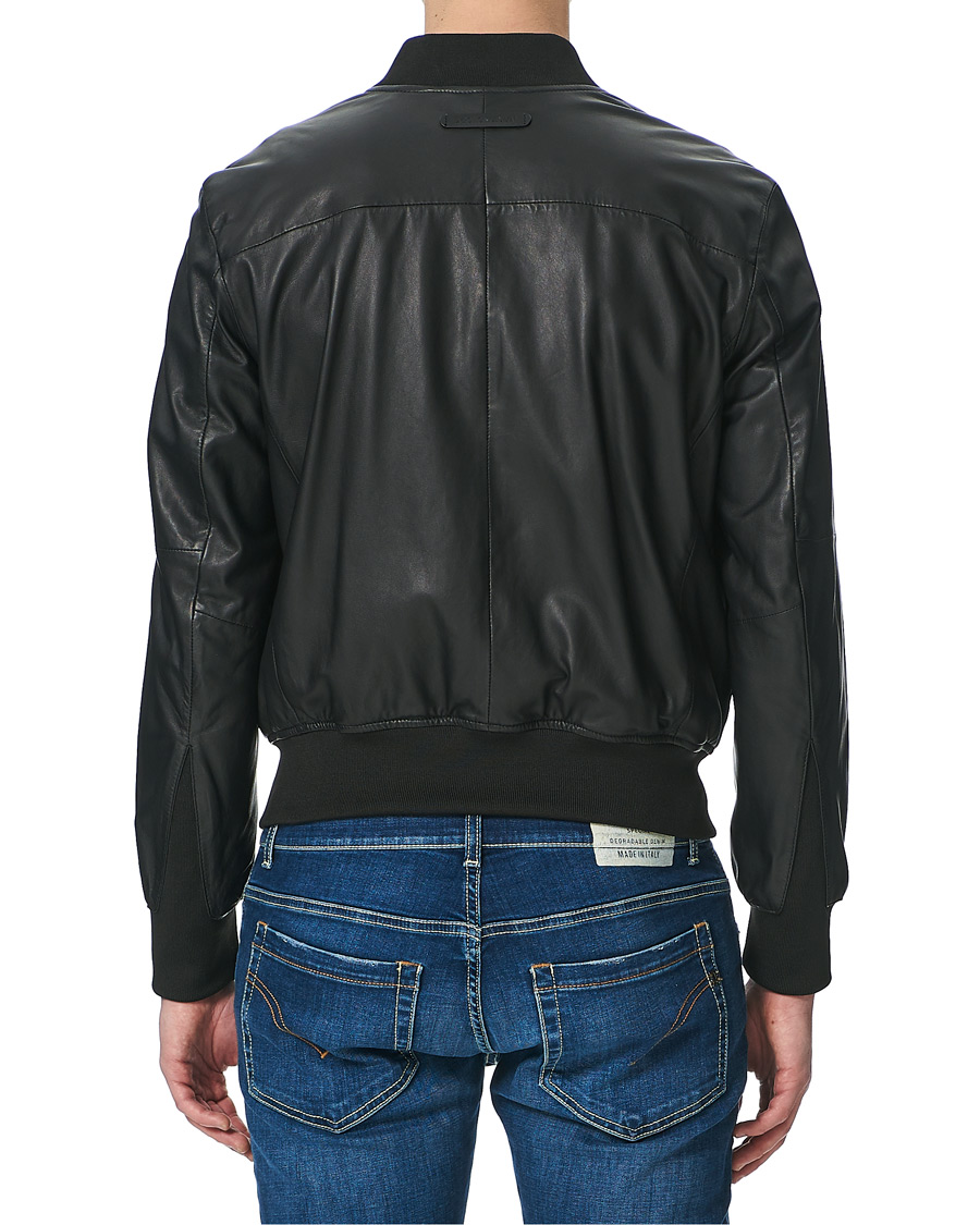 Heren | Jassen | Emporio Armani | Leather Bomber Jacket Black