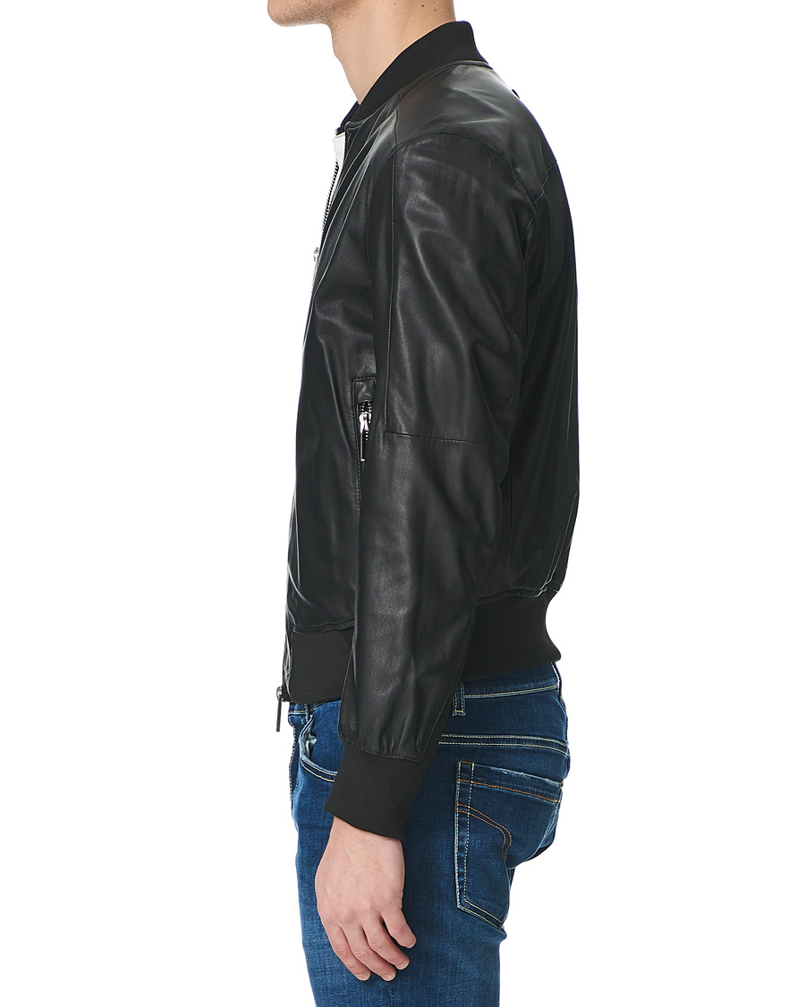 Heren | Jassen | Emporio Armani | Leather Bomber Jacket Black