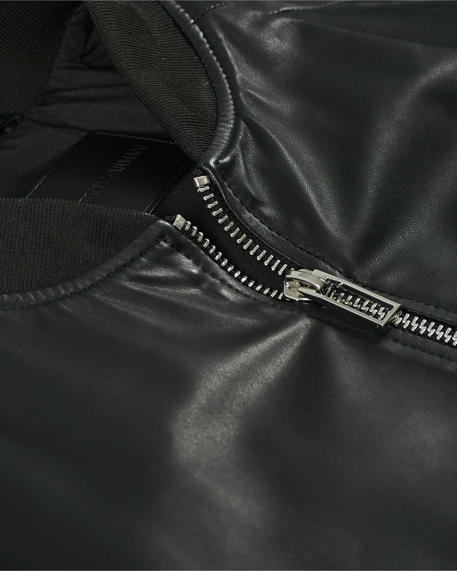 Heren | Jassen | Emporio Armani | Leather Bomber Jacket Black