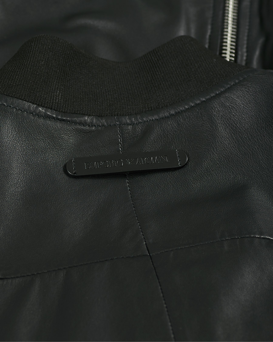 Heren | Jassen | Emporio Armani | Leather Bomber Jacket Black