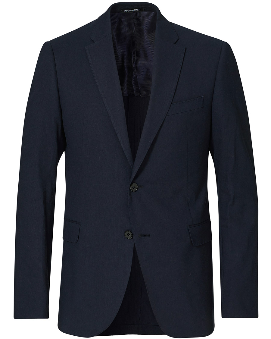 Heren | Blazers | Emporio Armani | Slim Fit Techno Linen Stretch Blazer Navy