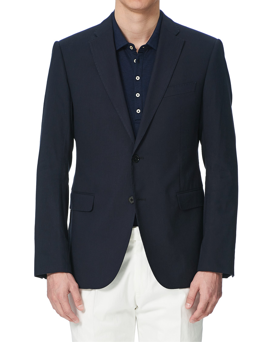 Heren | Blazers | Emporio Armani | Slim Fit Techno Linen Stretch Blazer Navy
