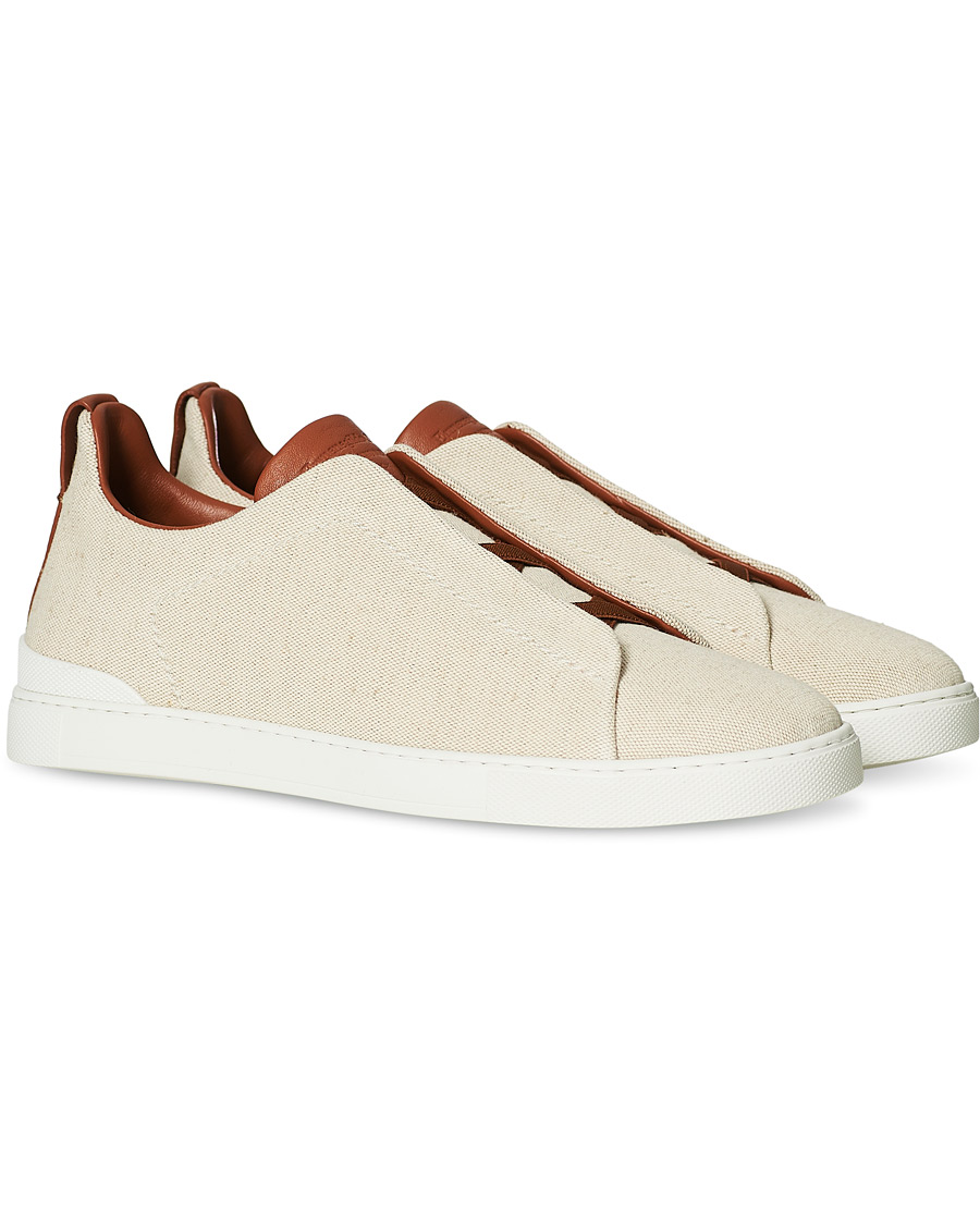 Heren | Ermenegildo Zegna Triple Stitch Elasticated Sneakers White | Ermenegildo Zegna | Triple Stitch Elasticated Sneakers White