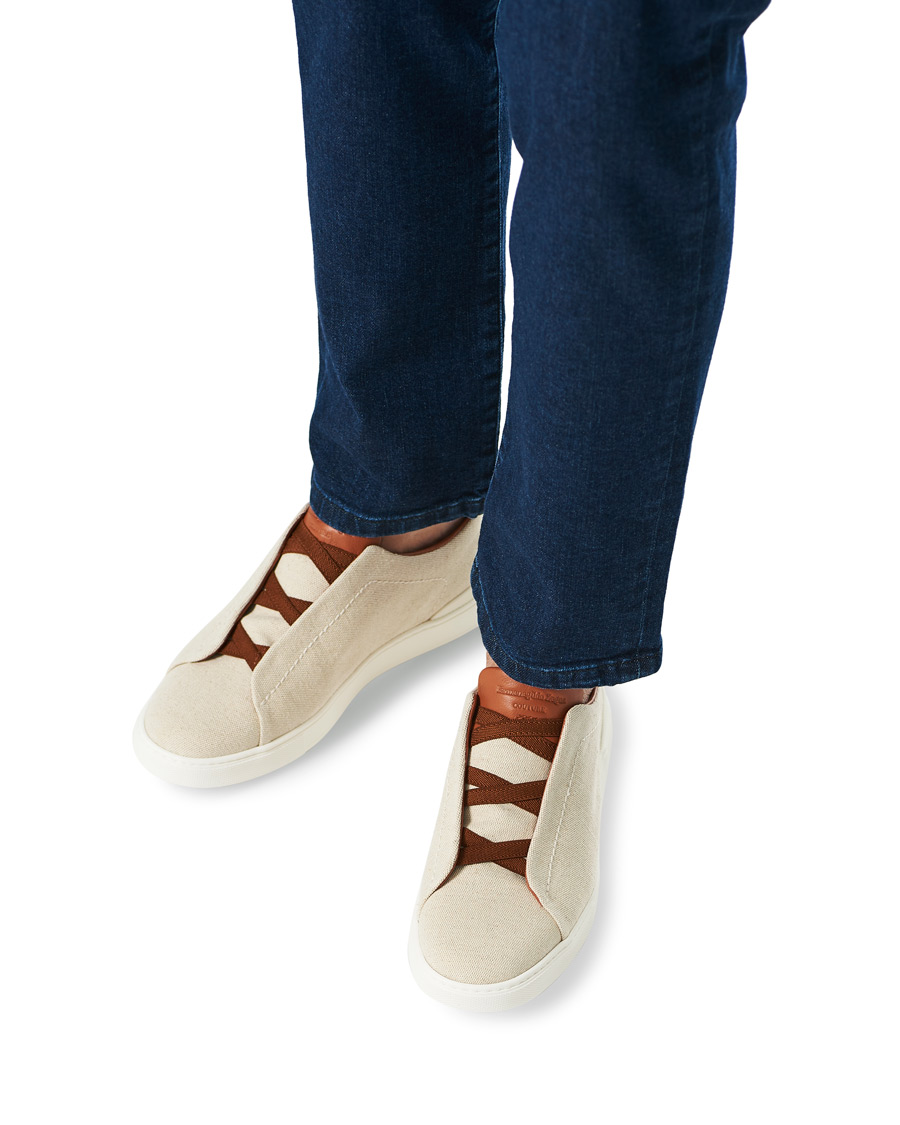 Heren | Ermenegildo Zegna Triple Stitch Elasticated Sneakers White | Ermenegildo Zegna | Triple Stitch Elasticated Sneakers White