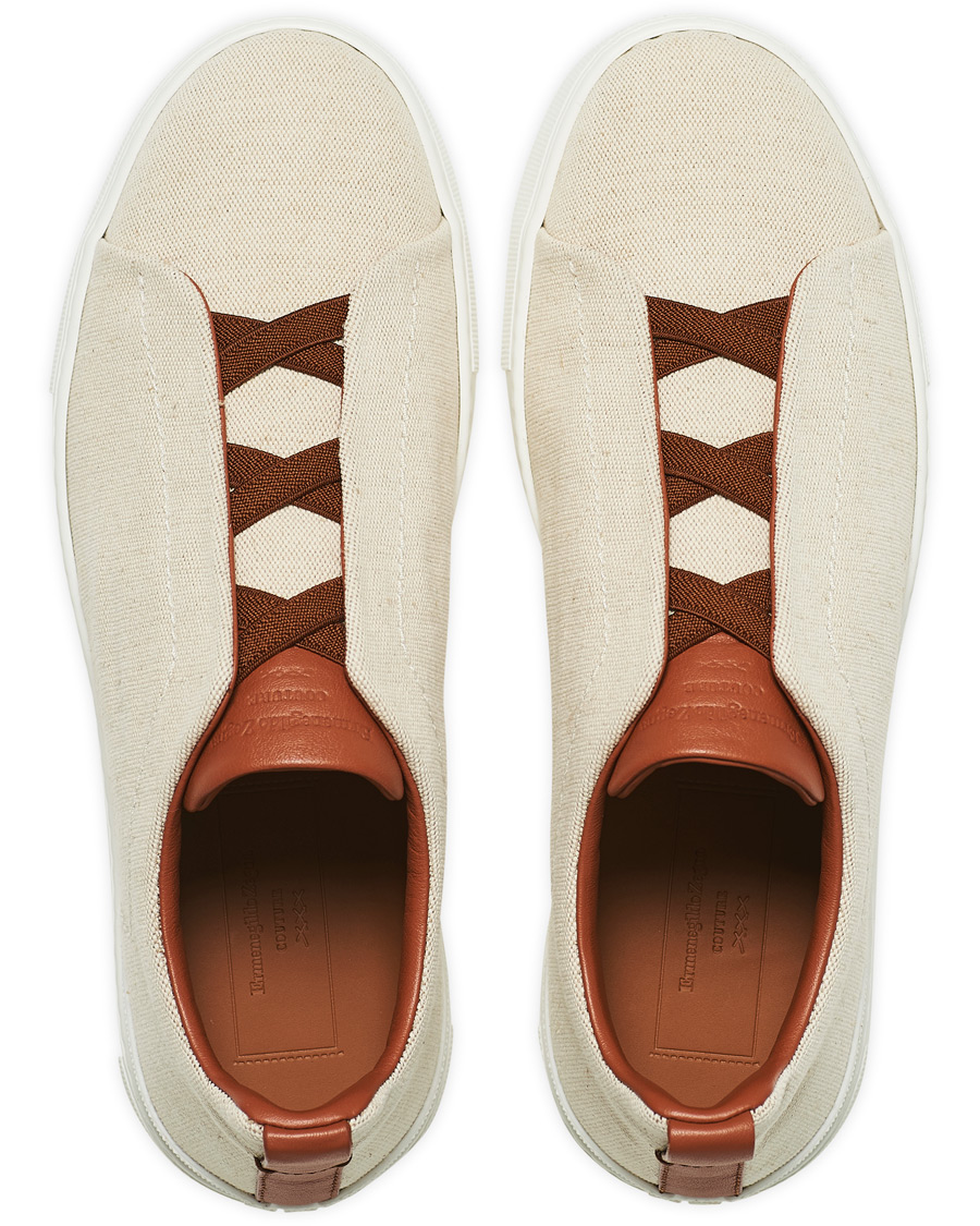Heren | Ermenegildo Zegna Triple Stitch Elasticated Sneakers White | Ermenegildo Zegna | Triple Stitch Elasticated Sneakers White
