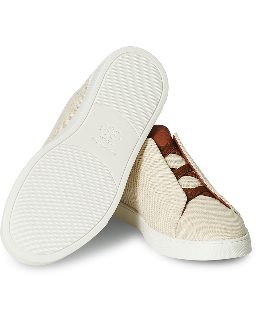 Heren | Ermenegildo Zegna Triple Stitch Elasticated Sneakers White | Ermenegildo Zegna | Triple Stitch Elasticated Sneakers White