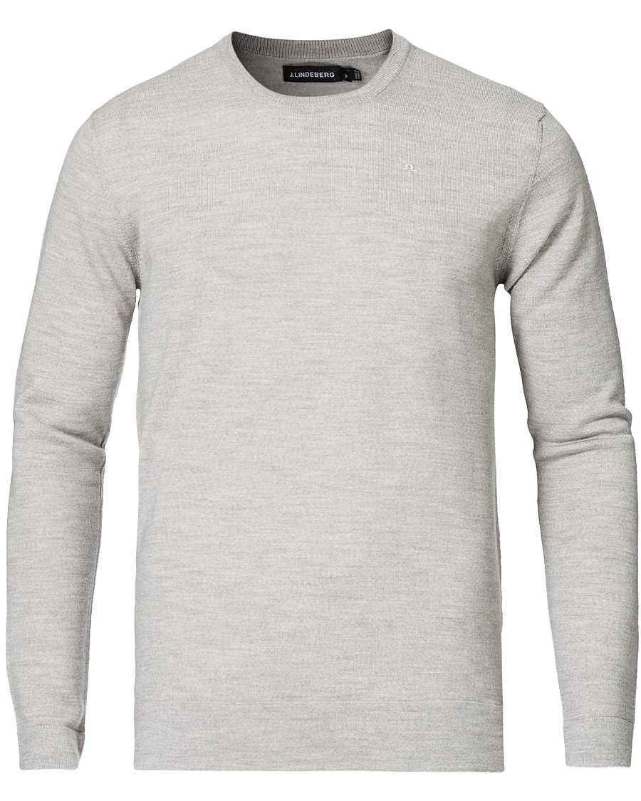 Heren | Truien | J.Lindeberg | Newman Merino Crew Neck Pullover Stone Grey Melange