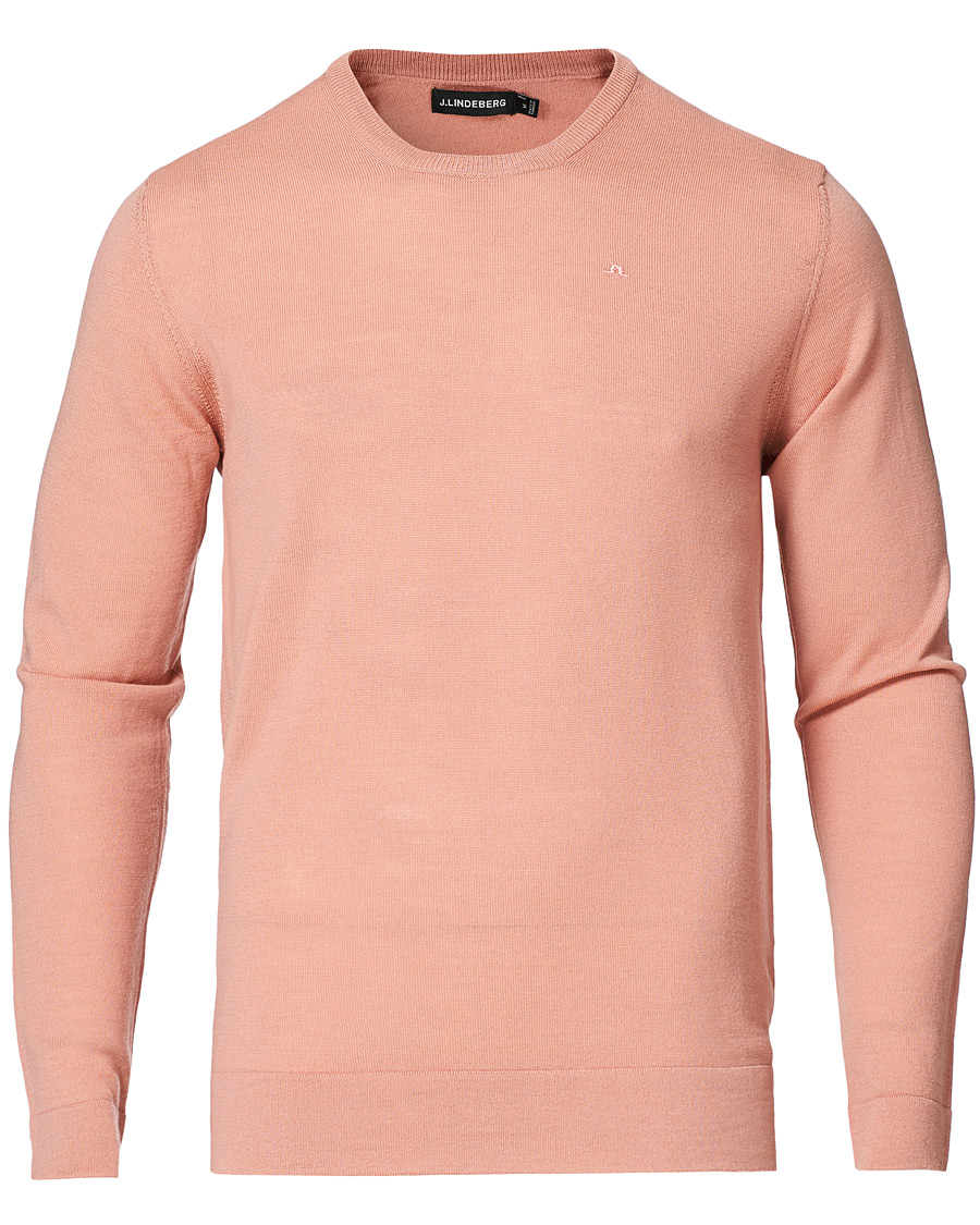 Heren | Truien | J.Lindeberg | Newman Merino Crew Neck Pullover Rose Coppar