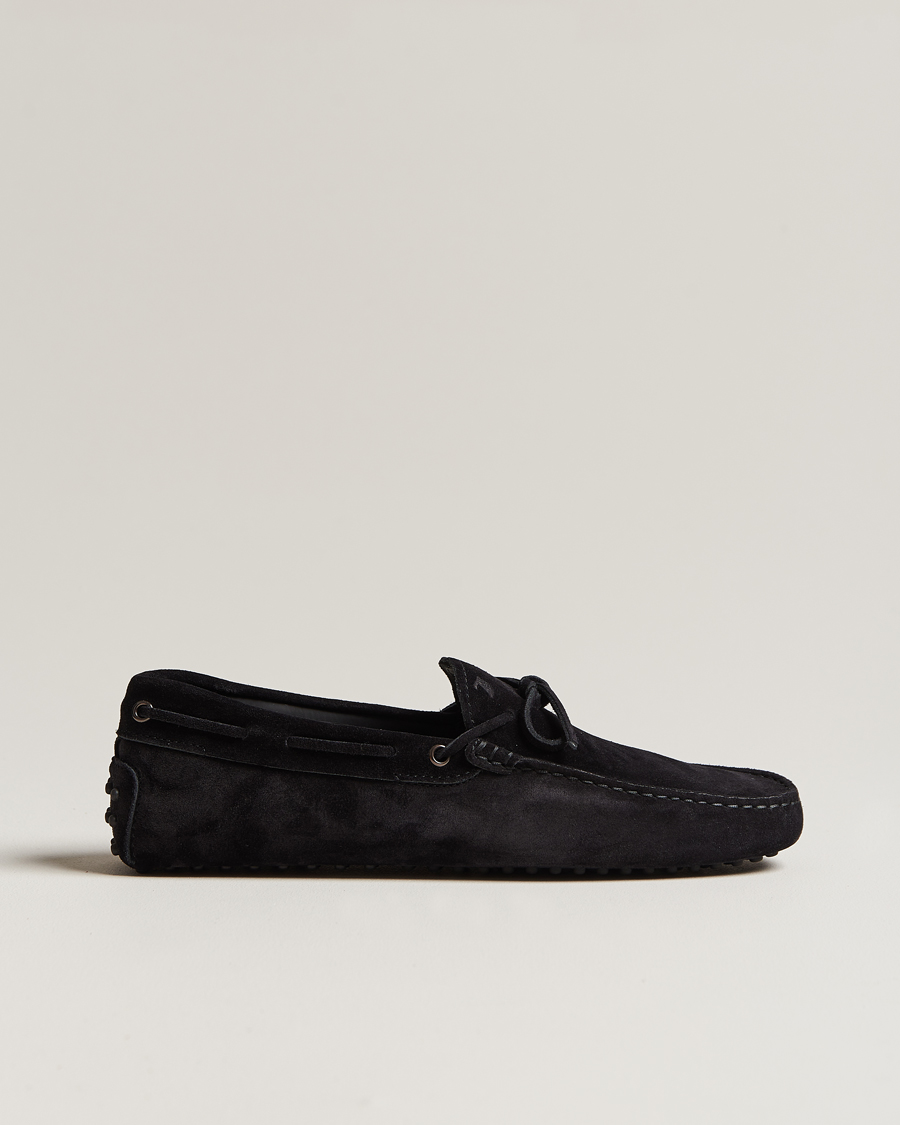 Heren | Tod's Lacetto Gommino Carshoe Black Suede | Tod's | Lacetto Gommino Carshoe Black Suede
