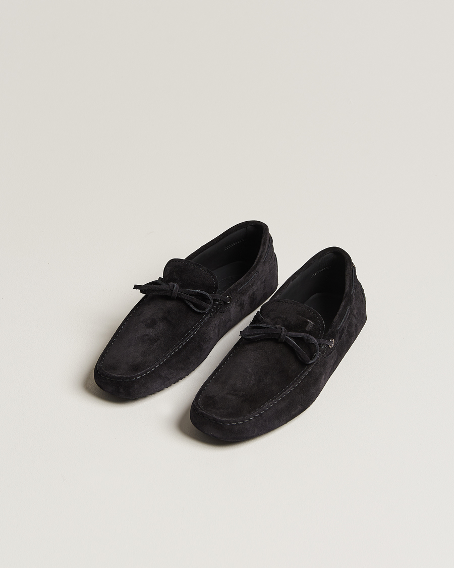 Heren | Tod's Lacetto Gommino Carshoe Black Suede | Tod's | Lacetto Gommino Carshoe Black Suede