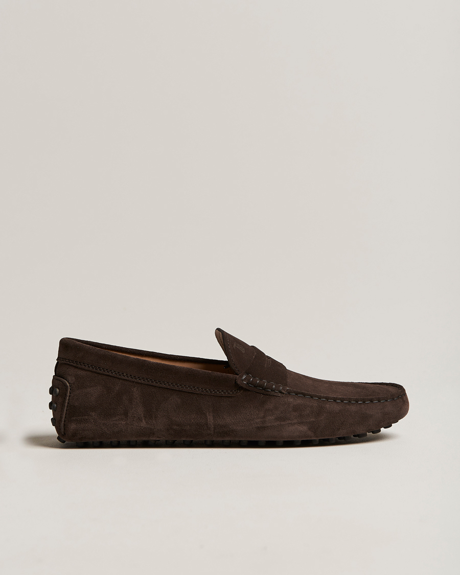 Heren | Tod's Gommino Carshoe Dark Brown Suede | Tod's | Gommino Carshoe Dark Brown Suede