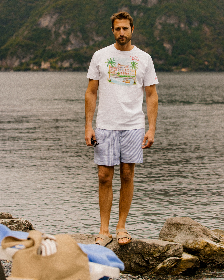Heren | Zwembroek | Polo Ralph Lauren | Recycled Traveler Seersucker Swimshorts Cruise Royal