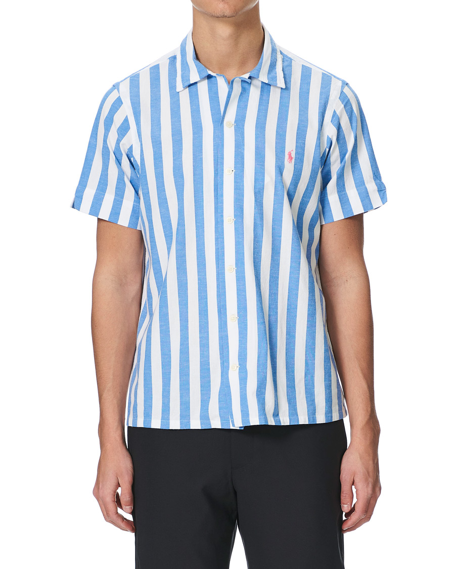 Heren | Overhemden | Polo Ralph Lauren | Striped Resort Collar Short Sleeve Shirt Blue/White