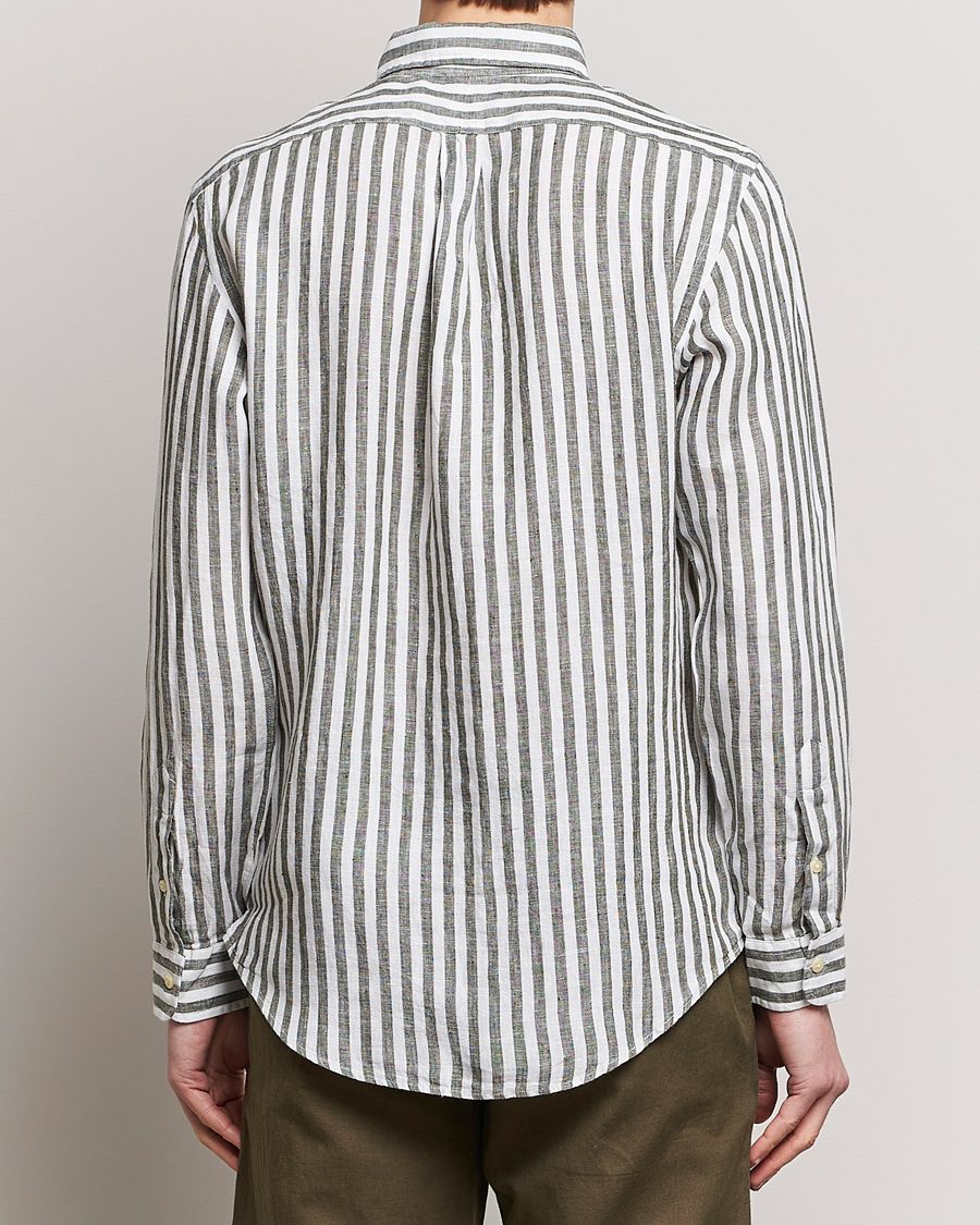 Heren | Overhemden | Polo Ralph Lauren | Custom Fit Striped Linen Shirt Olive/White