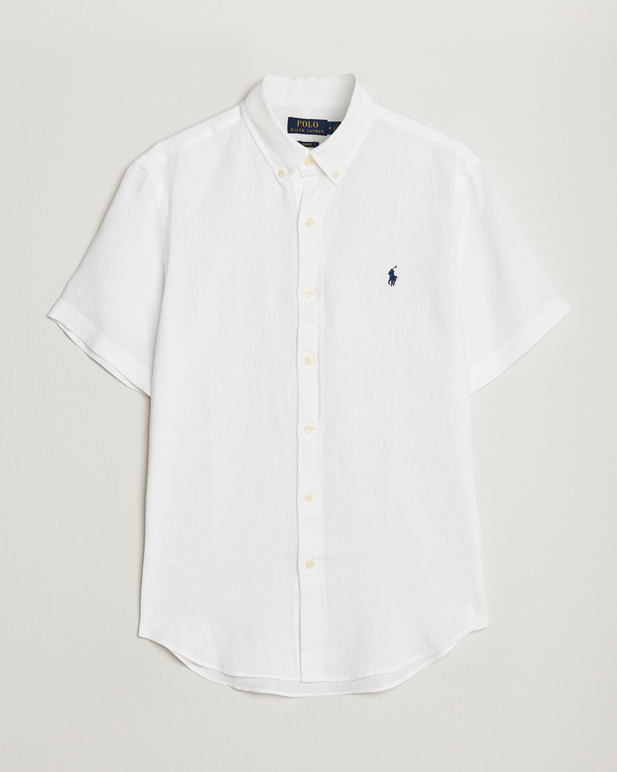Heren | Overhemden | Polo Ralph Lauren | Slim Fit Linen Short Sleeve Shirt White