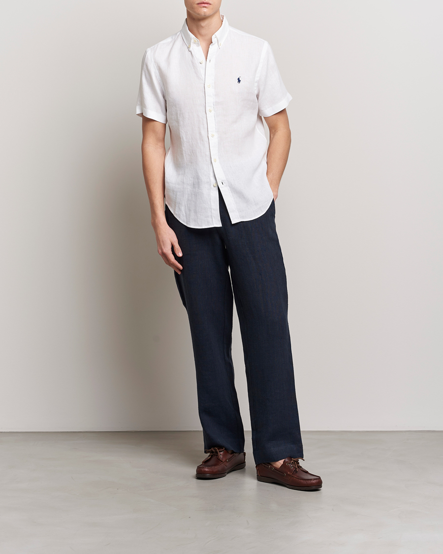 Heren | Overhemden | Polo Ralph Lauren | Slim Fit Linen Short Sleeve Shirt White