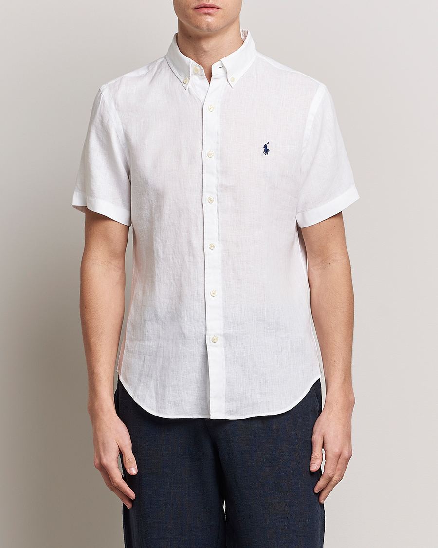 Heren | Overhemden | Polo Ralph Lauren | Slim Fit Linen Short Sleeve Shirt White