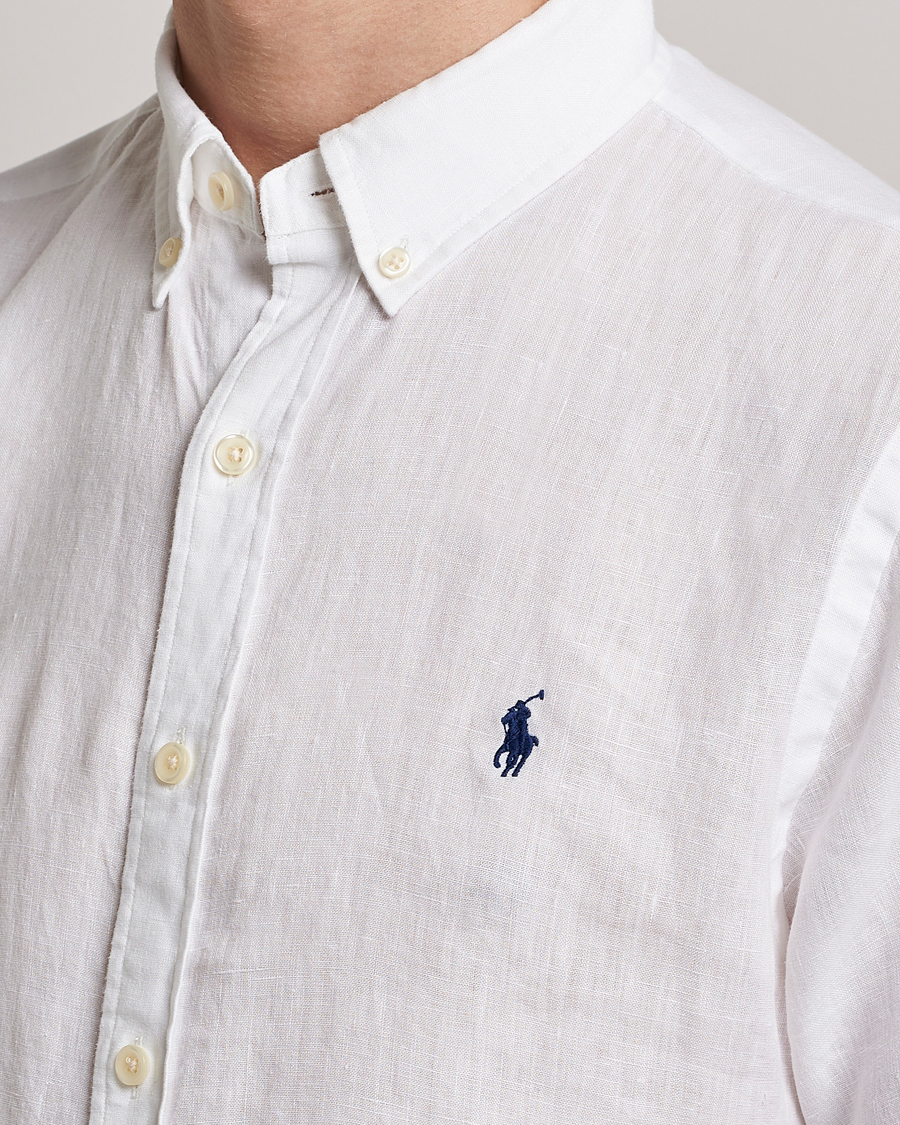 Heren | Overhemden | Polo Ralph Lauren | Slim Fit Linen Short Sleeve Shirt White