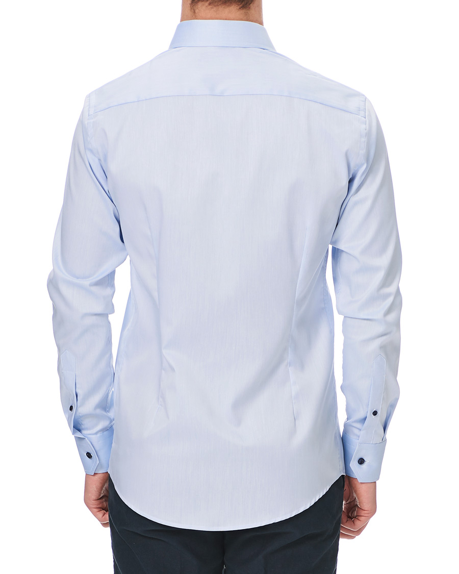 Heren | Overhemden | Eton | Slim Fit Twill Contrast Piping Shirt Light Blue