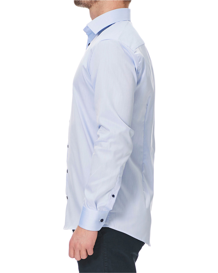 Heren | Overhemden | Eton | Slim Fit Twill Contrast Piping Shirt Light Blue