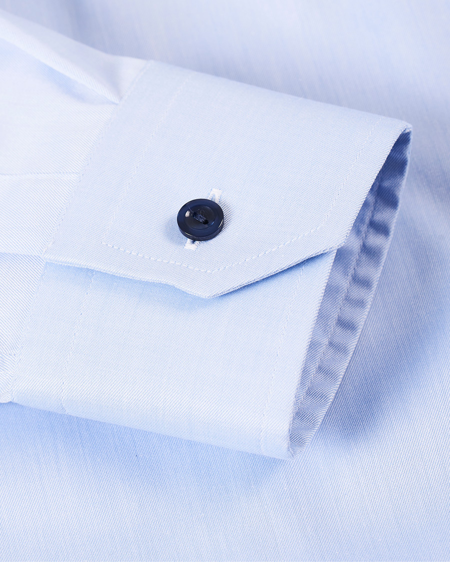 Heren | Overhemden | Eton | Slim Fit Twill Contrast Piping Shirt Light Blue