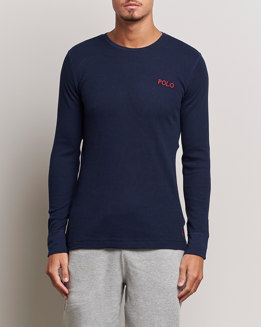 Heren | T-shirts | Polo Ralph Lauren | Waffle Long Sleeve Crew Neck Cruise Navy