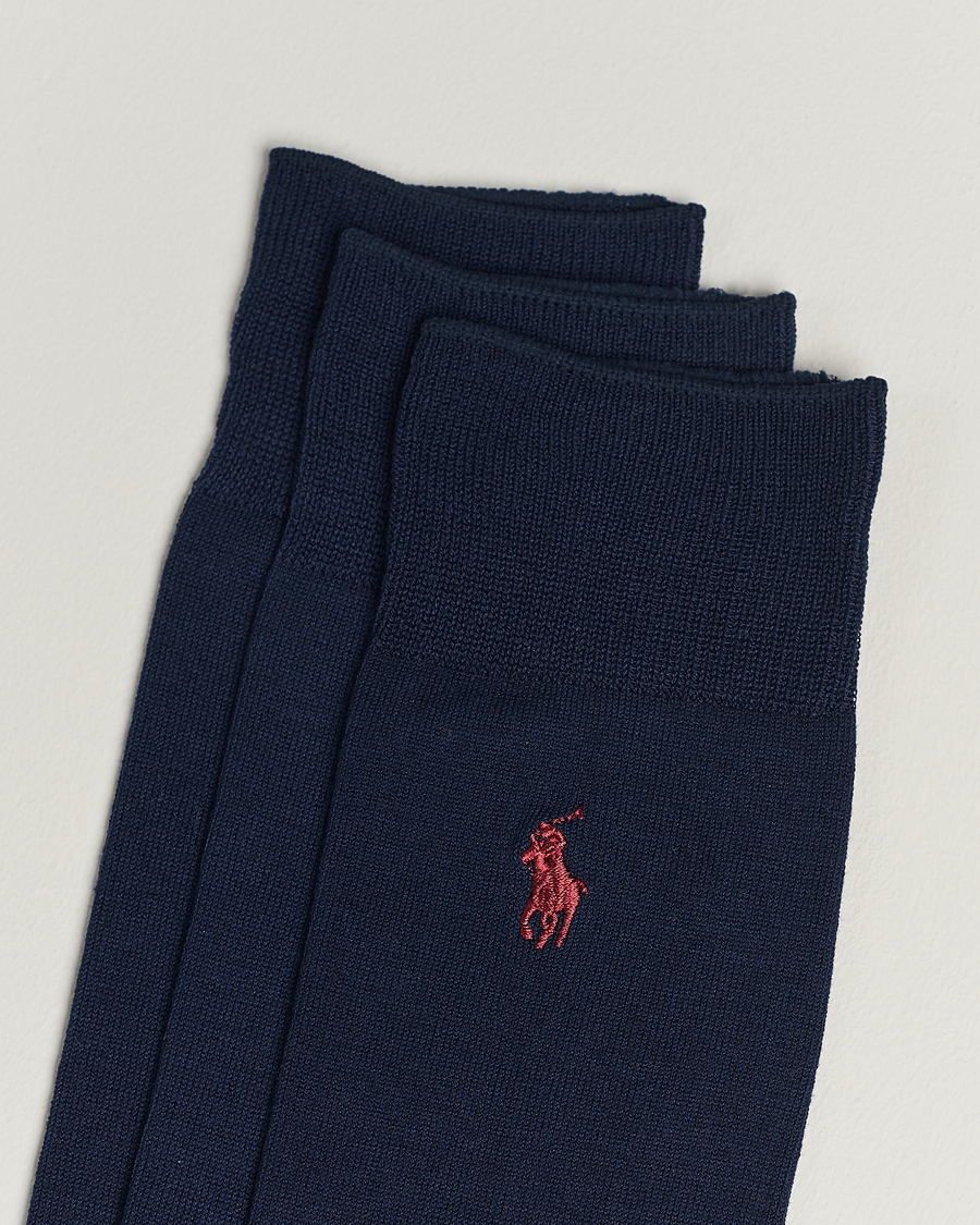 Heren | Preppy Authentic | Polo Ralph Lauren | 3-Pack Mercerized Cotton Socks Navy