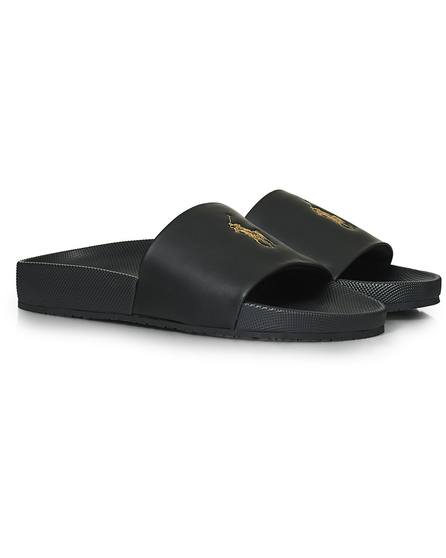 Heren | Polo Ralph Lauren Cayson Slides Black/Gold | Polo Ralph Lauren | Cayson Slides Black/Gold