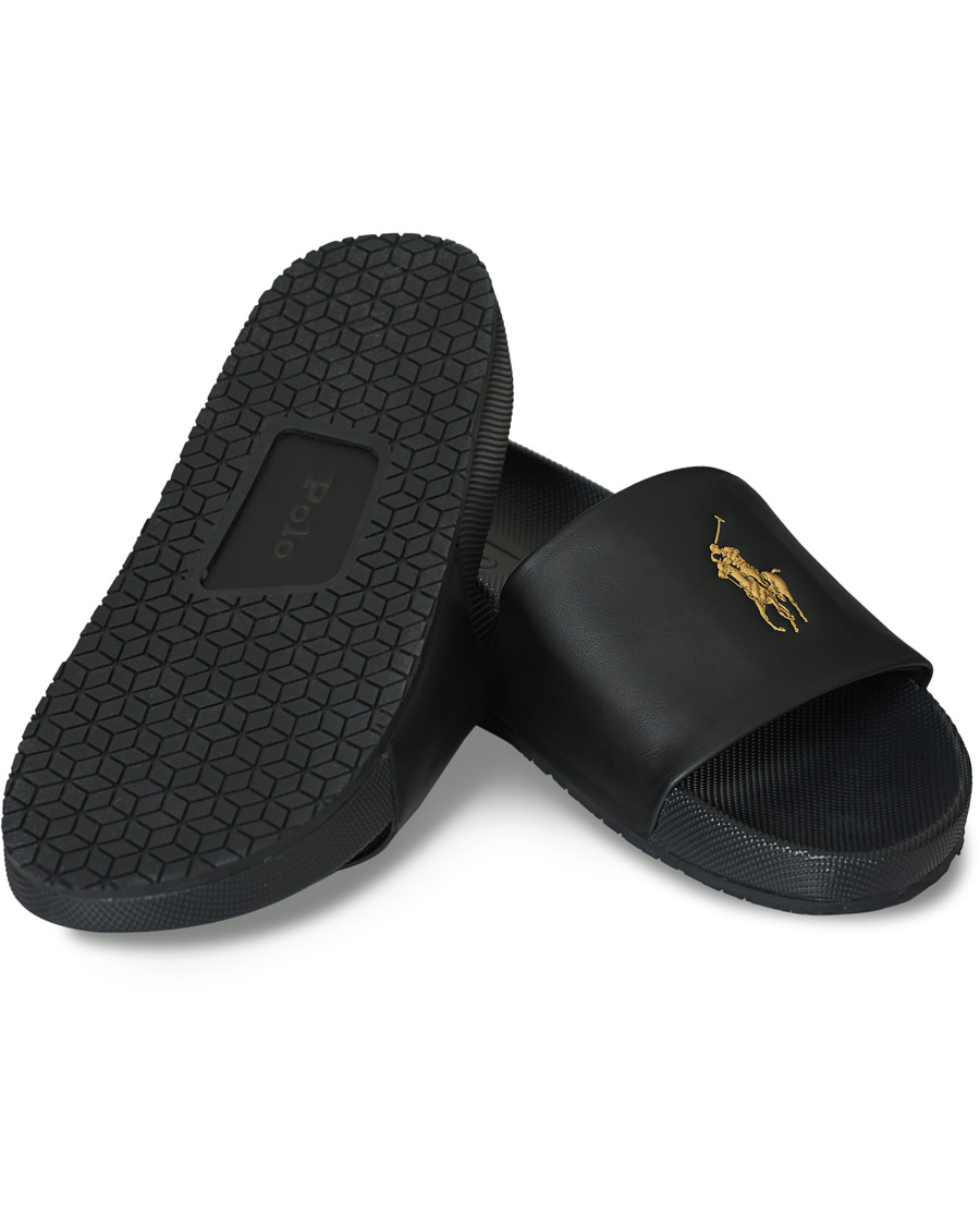 Heren | Polo Ralph Lauren Cayson Slides Black/Gold | Polo Ralph Lauren | Cayson Slides Black/Gold
