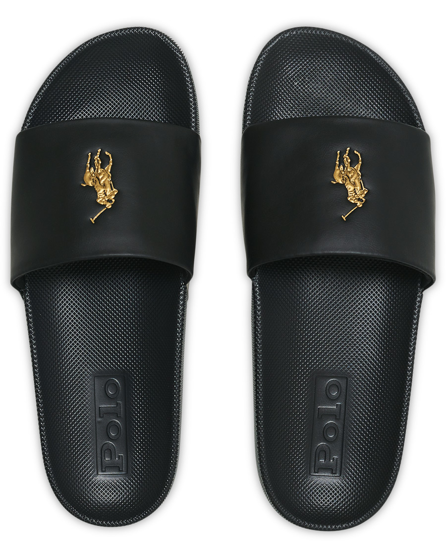 Heren | Polo Ralph Lauren Cayson Slides Black/Gold | Polo Ralph Lauren | Cayson Slides Black/Gold