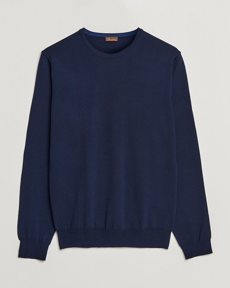 Heren | Truien | Stenströms | Merino Crew Neck Navy