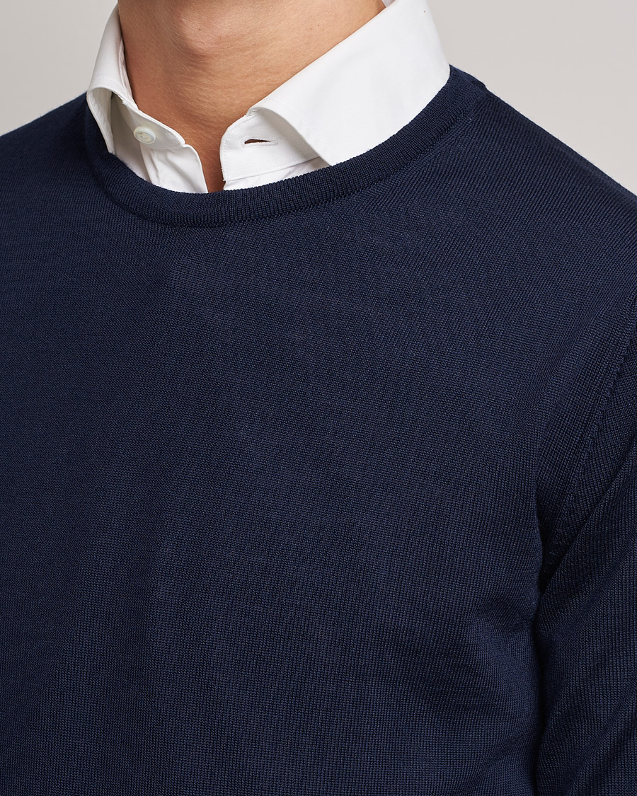 Heren | Truien | Stenströms | Merino Crew Neck Navy