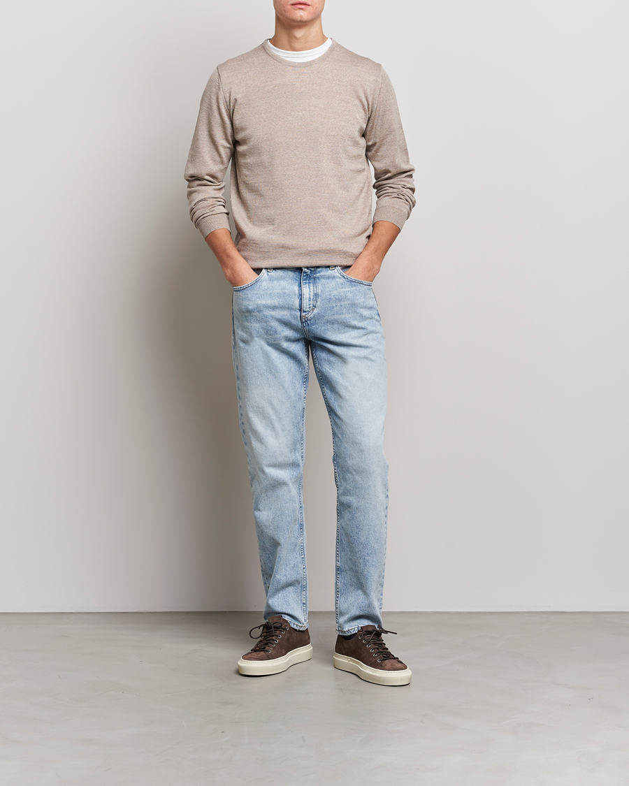 Heren | Truien | Stenströms | Merino Crew Neck Sand