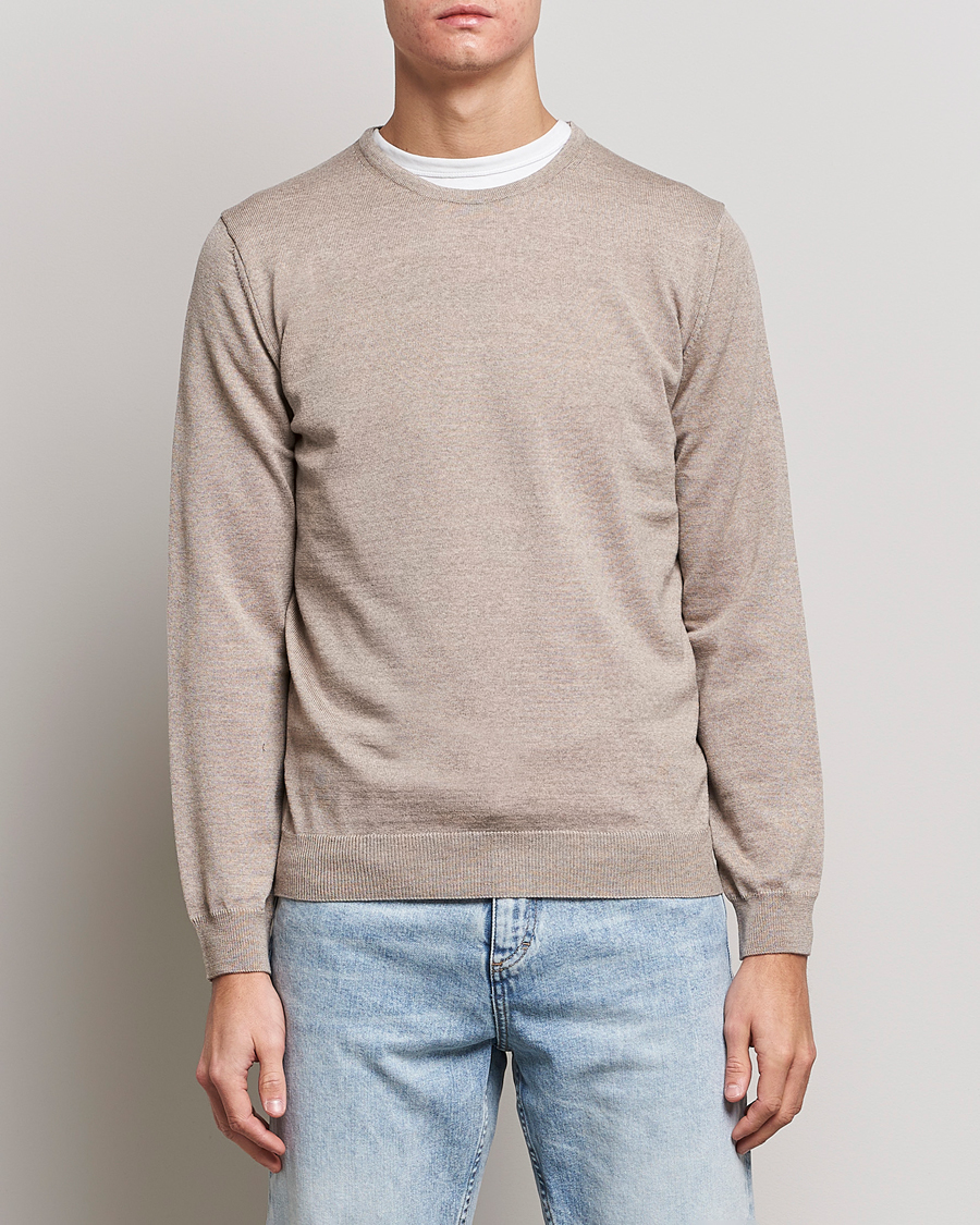 Heren | Ronde hals truien | Stenströms | Merino Crew Neck Sand