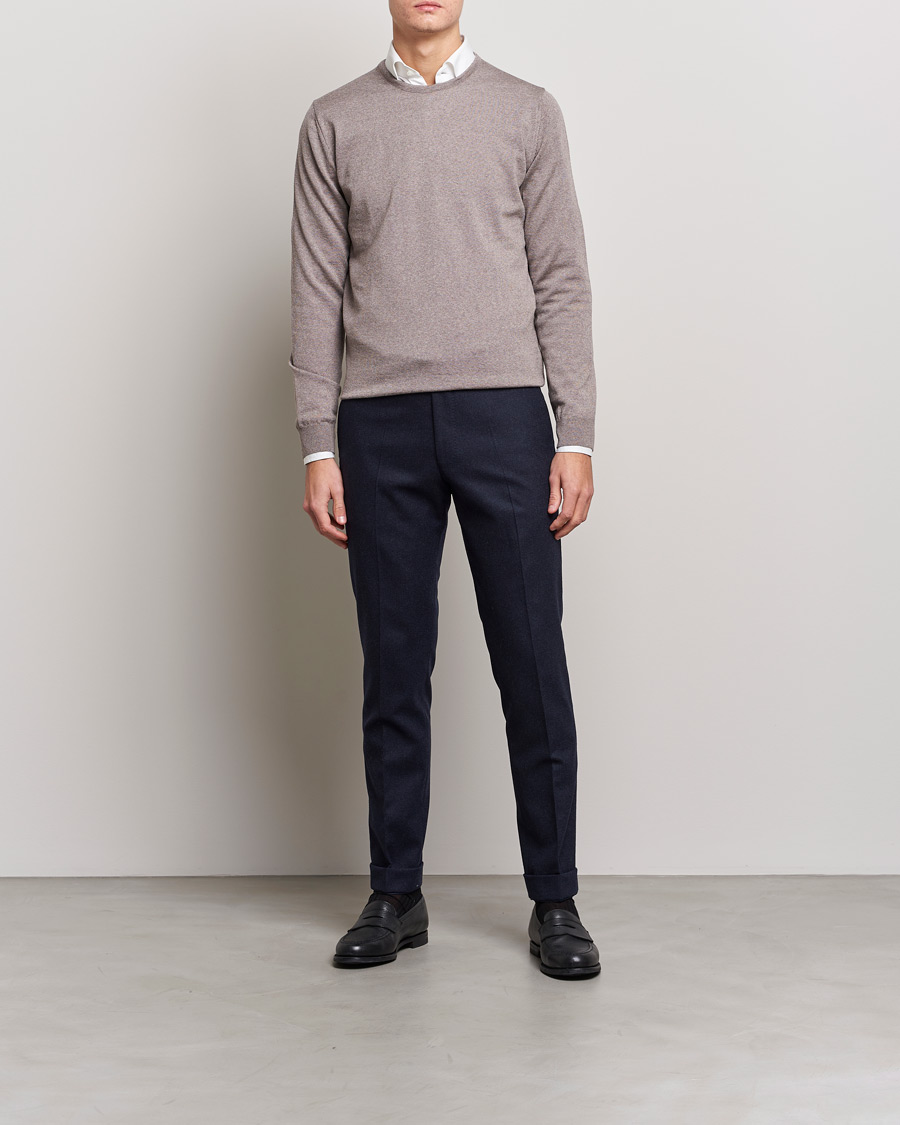 Heren | Truien | Stenströms | Merino Crew Neck Mud Brown