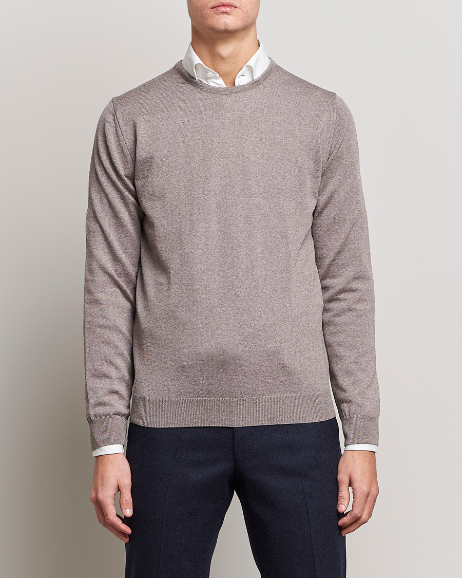 Heren | Ronde hals truien | Stenströms | Merino Crew Neck Mud Brown