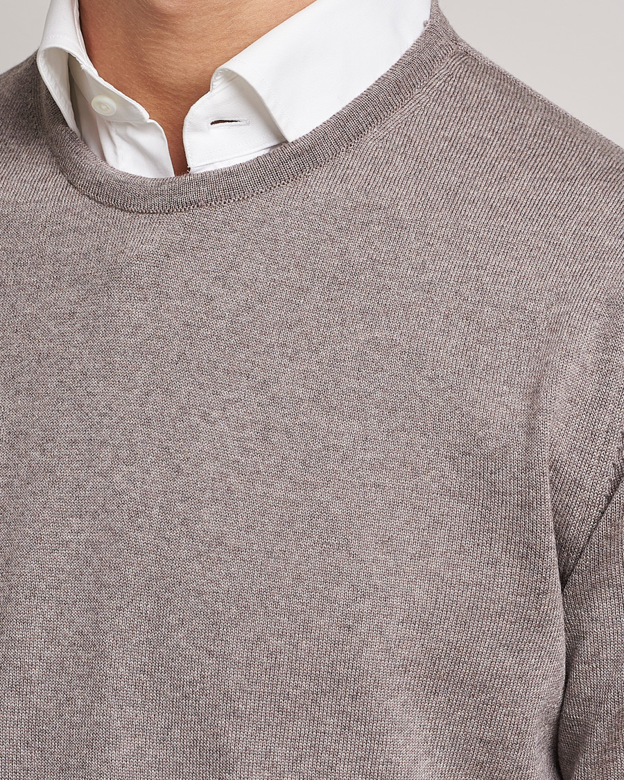 Heren | Truien | Stenströms | Merino Crew Neck Mud Brown