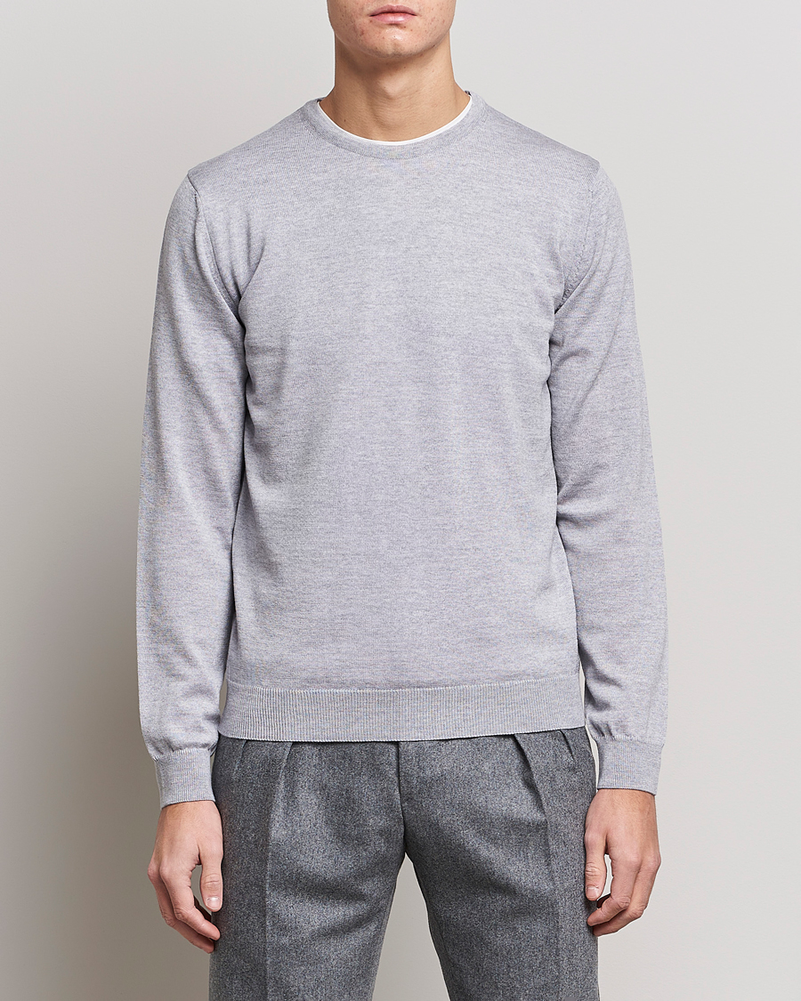 Heren | Truien | Stenströms | Merino Crew Neck Light Grey