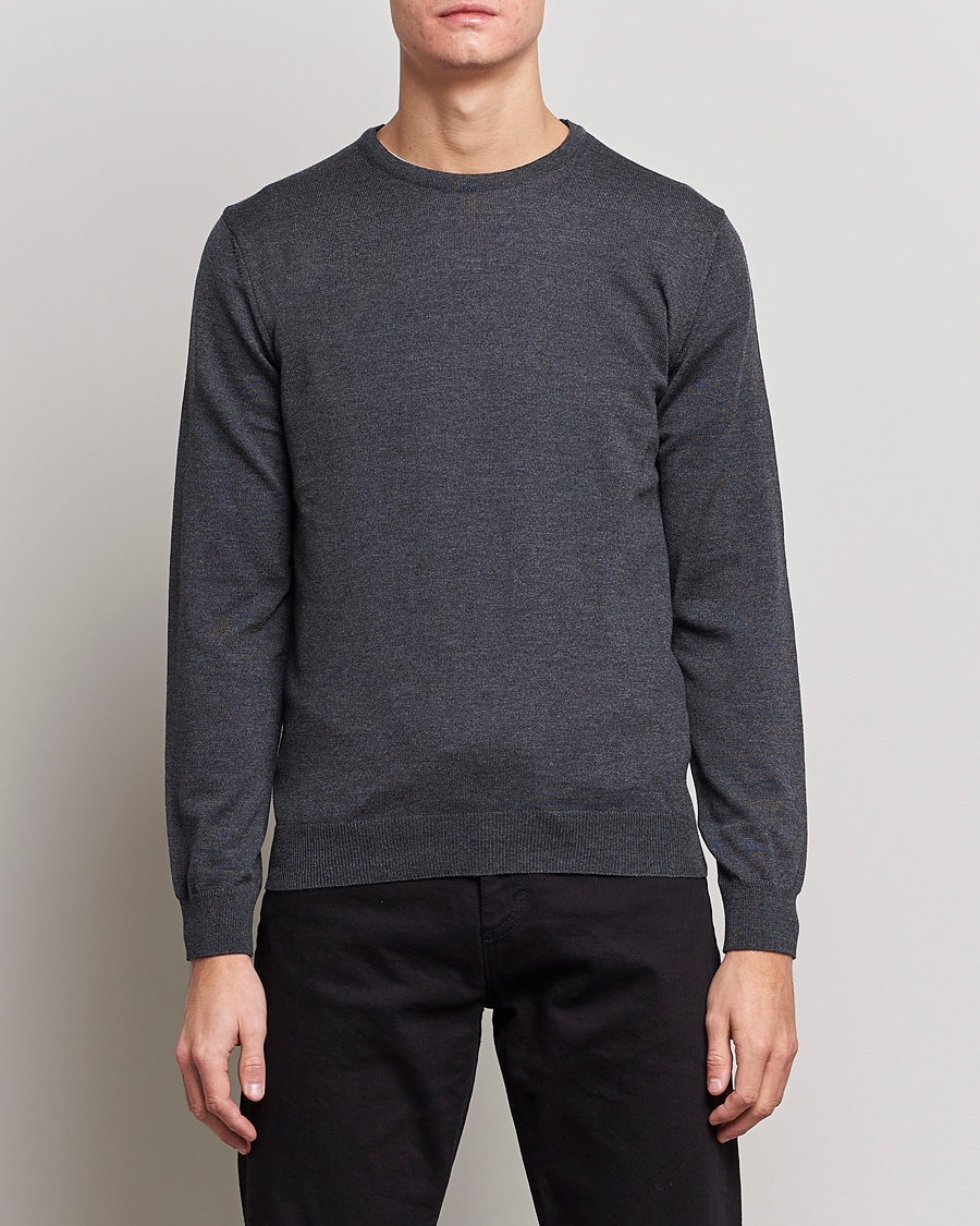 Heren | Truien | Stenströms | Merino Crew Neck Anthracite