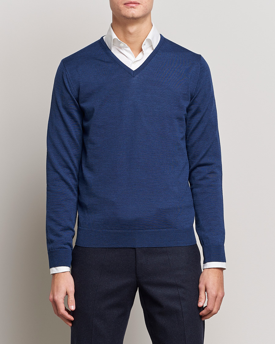 Heren |  | Stenströms | Merino V-Neck Blue