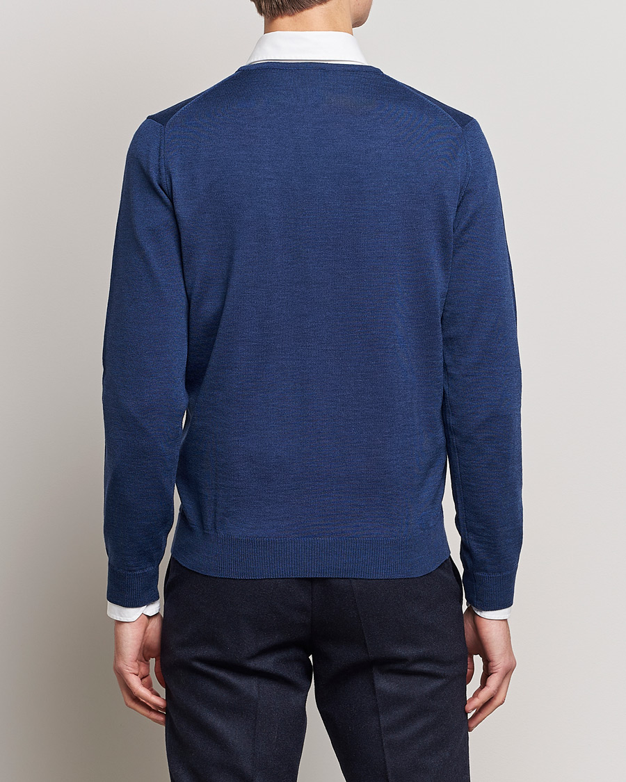 Heren | Truien | Stenströms | Merino V-Neck Blue