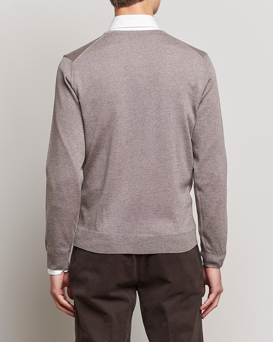 Heren | Truien | Stenströms | Merino V-Neck Mud Brown