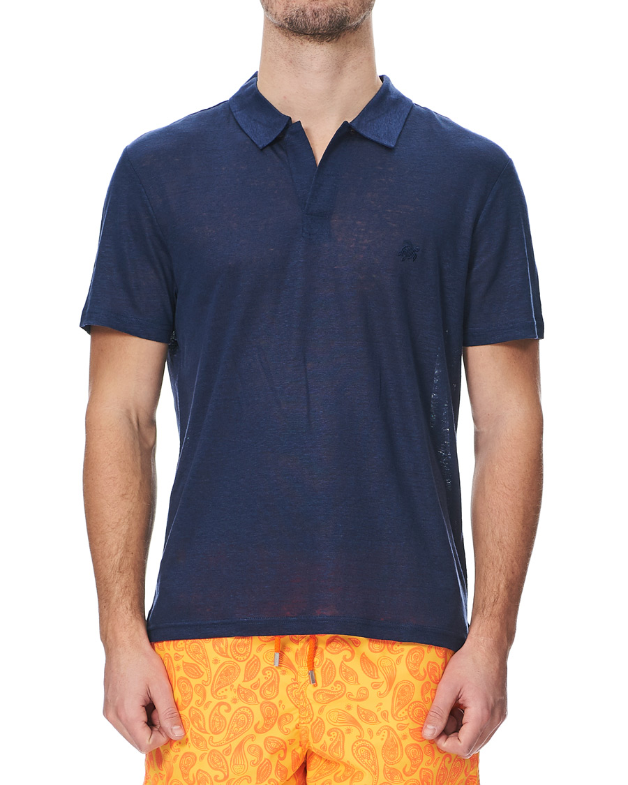 Heren | Polo's | Vilebrequin | Pyramid Linen Jersey Polo Navy